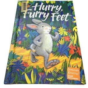 Vintage 90s Childrens Book Hurry Furry Feet Bunny Rabbit Dr Seuss Homeschool